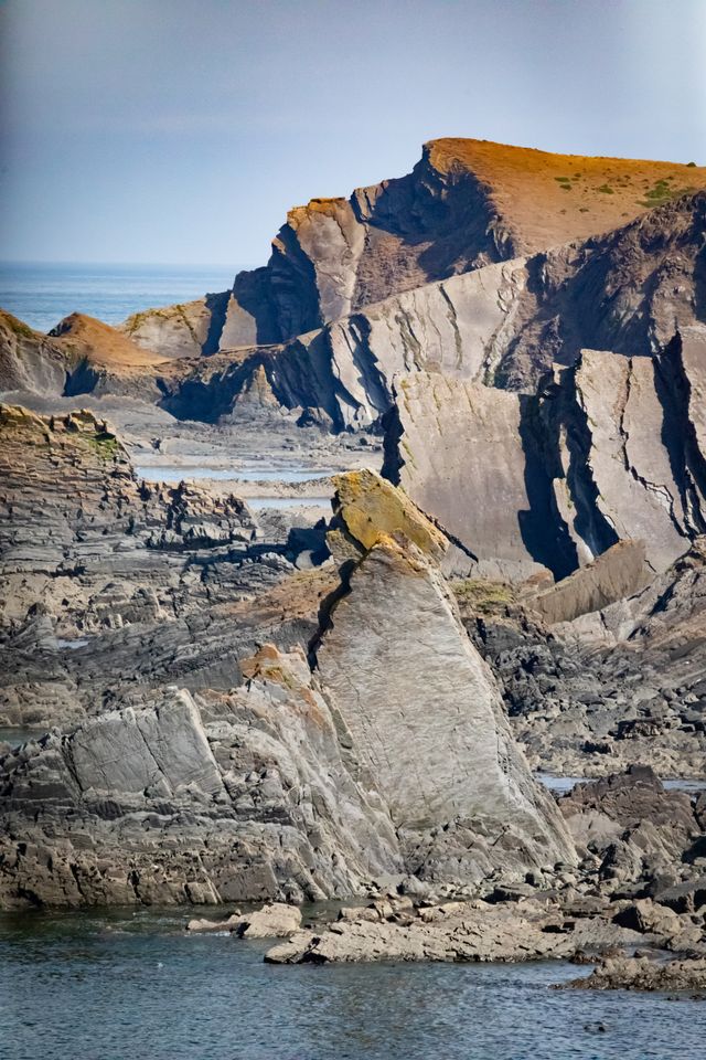 Dramatic coastal rock formations at Hartland Quay