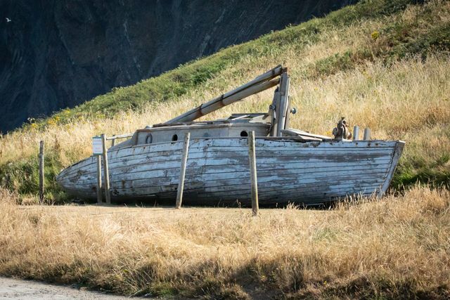 An old wooden boat, at Hartland Quay,